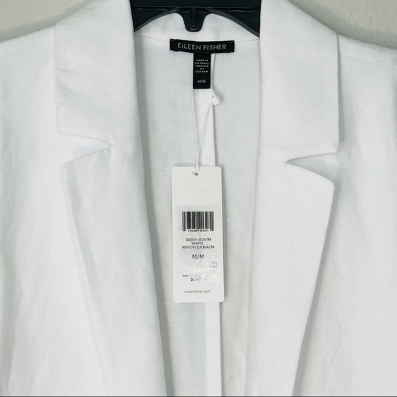 NWT Eileen Fisher White Notch Collar Open Front Lightweight Blazer size M - Picture 7 of 12